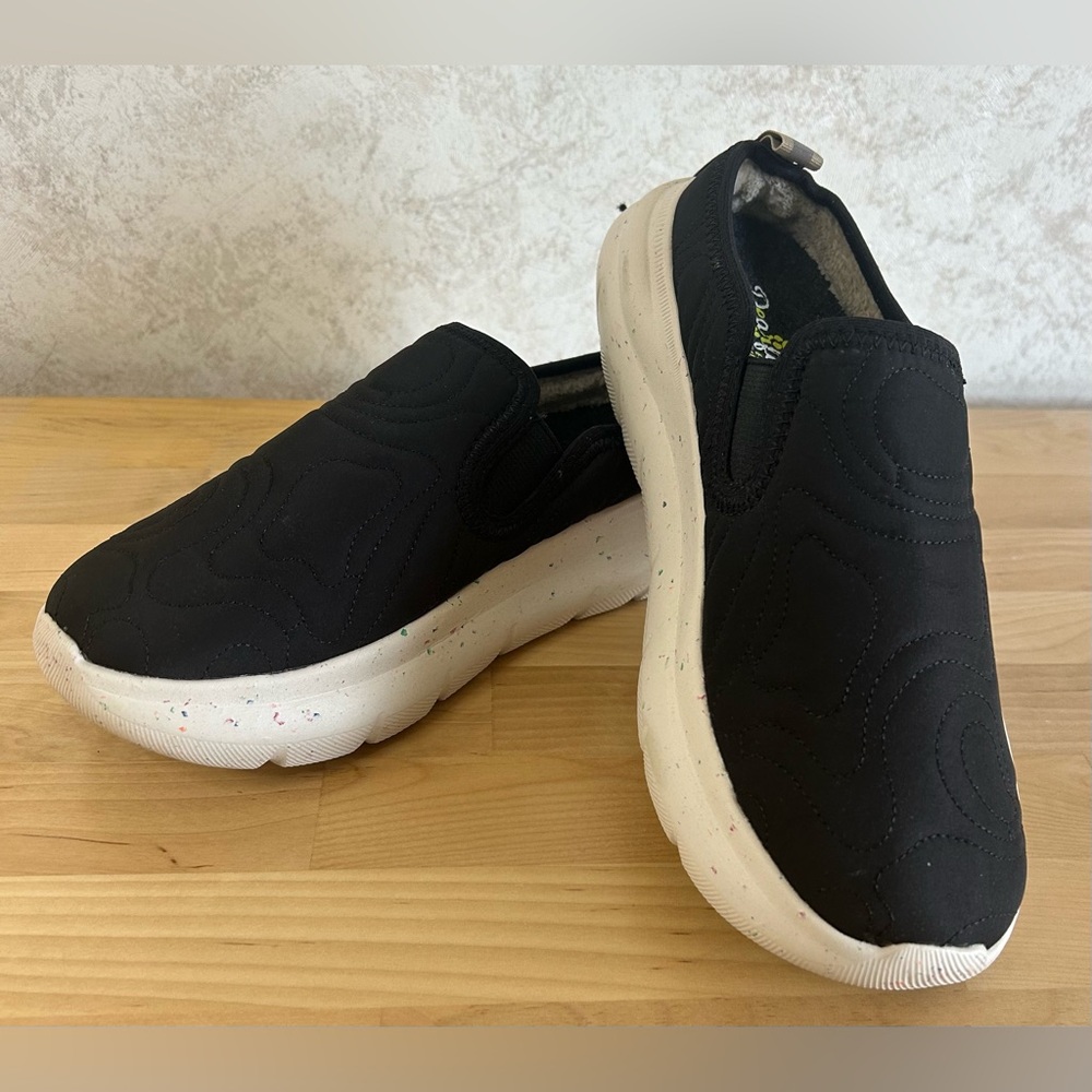 Dearfoams Black Memory Foam Slip On Slippers Size 8 Cozy Indoor Outdoor